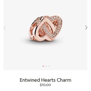 Pandora rose gold entwined hearts charm